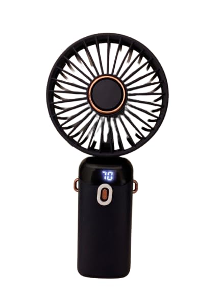 Portable Handheld Fan with LED Display | 3200mAh Rechargeable Personal Mini Fan | 12 Hours Backup | 90° Foldable | 5 Speed USB Fan | Handheld, Neck & Desk 3-in-1 Cooling Fan (Blue)-image-44