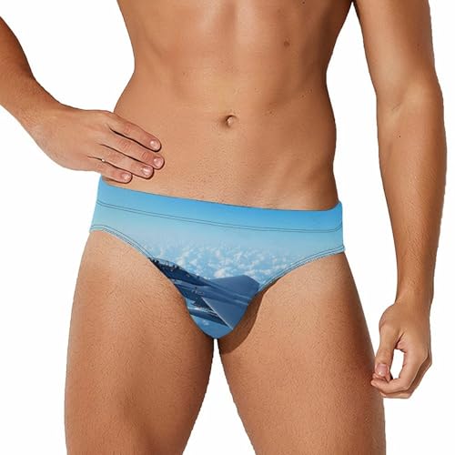 F-15 Eagle Jet Plane Mens Swim Briefs Bikini Swimwear Print Beach Shorts Sexy Swimsuit 3XL