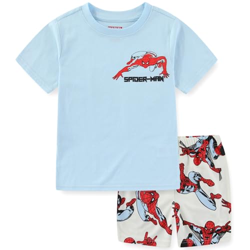 Marvel Spider-Man Boys Short Sleeve T-Shirt and Mesh Short Set for Toddler and Big Kids