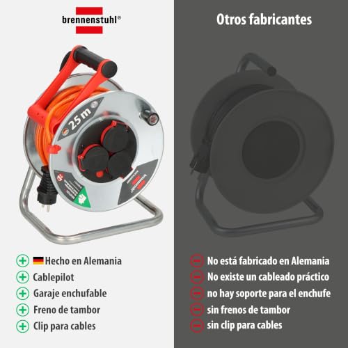 Enrollacables 40m exterior Brennenstuhl Garant V2 con 3 tomas 7