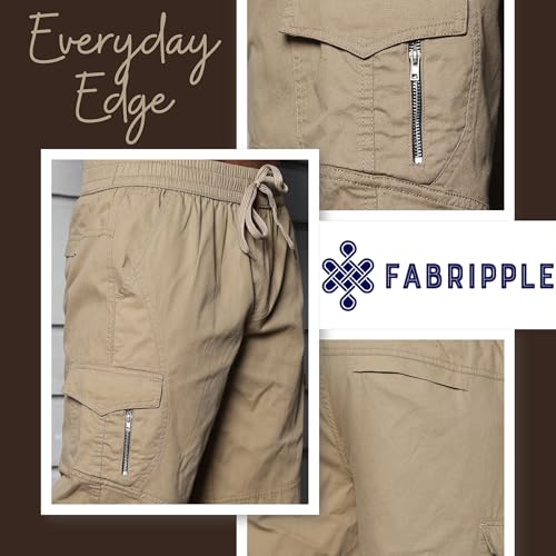 Image of FABRIPPLE Men's Heavy-Duty Cotton Cargo Pants - Rugged Style, All-Day Comfort