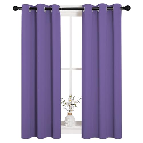 Image of NICETOWN Window Curtain Panels, Thermal Insulated Solid Grommet Blackout Draperies /Drapes for Basement (Lilac Purple, 1 Pair, 29 by 45-inch)