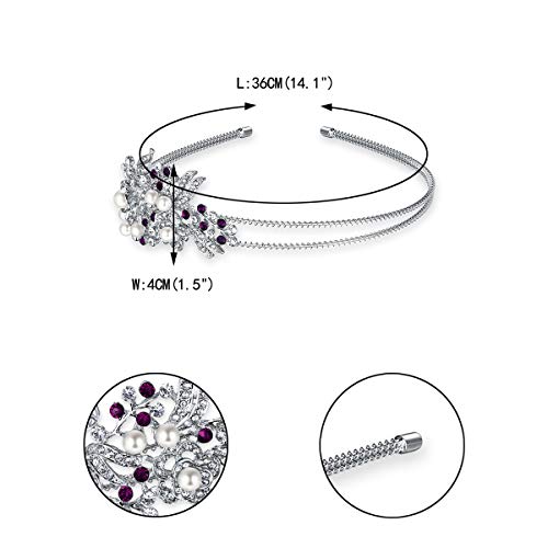 EVER FAITH Tiara Cristallo Gatsby Ispirato Avorio