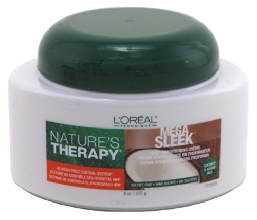 Loreal Natures Therapy Conditioner Mega Sleek Deep Creme Jar 8 Ounce (235ml) (3 Pack)