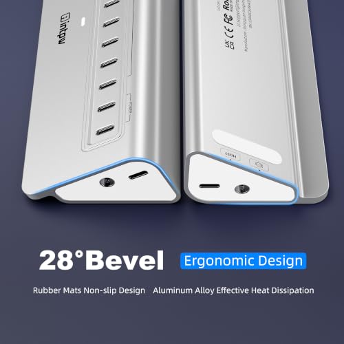 Image of Powered USB Hub 10Gbps, intpw 12-Port USB 3.2 /USB C Hub (4 x USB-A 3.2 + 6 x USB-C 3.2 10Gbps +2 x PD 45W Fast Charging Ports), 3Ft Cable, Aluminum USB Hub for PC /Laptop /iPhone 17 /16 /MacBook Neo