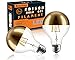 Produktbild KOOYWAN LED Kopfspiegel Gold G95 E27 Filament Lampe 6 Watt 2700K Warmweiß Goldene Krone Halb Verchromte Schattenlose Glühlampe 2 Stk