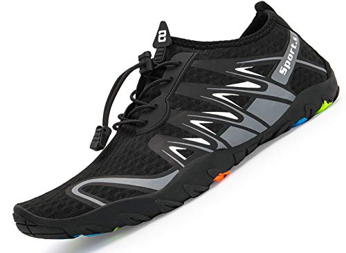 Strandschuhe Badeschuhe Wasserschuhe Herren Damen Schnell Trocknen Surfschuhe Schwimmschuhe Barfussschuhe Aquaschuhe(Grau/SD901,41 EU)