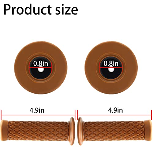 Image of Motorcycle Hand Grips, Non Slip Rubber Bar for 7 /8 inch 22mm /24mm Handles, Vintage Motorbike Thruster Grip, Handlebar for Hand Comfort, Universal for Motocross Scooter Dirt Bike, Open End (Light Brown)