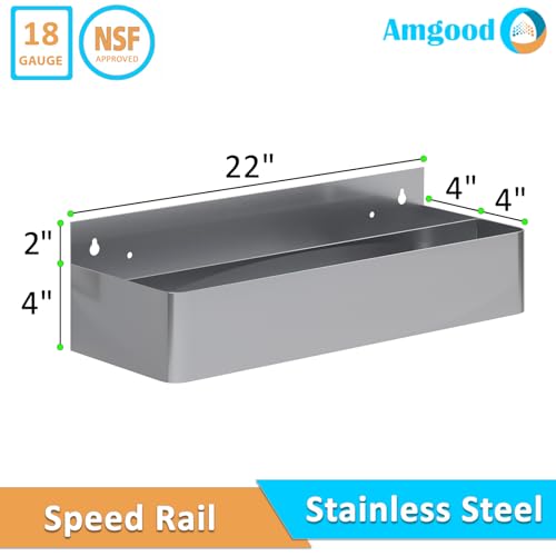 Image of AmGood 22 in. Abreast Double-Tier Stainless Steel Speed Rail Rack for Bars, Restaurants, Nightclubs, and Home Bars - Liquor Bottle Storage & Organization