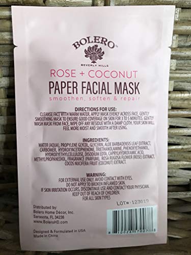 Set BOLERO Rose + Coconut, Whipped Facial Cream, Eye Cream, Facial Serum & Paper Facial Mask/Hydrate all skin types.