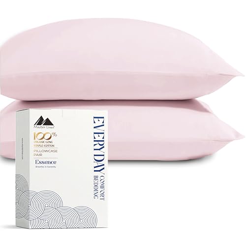 Image of Mayfair Linen Organic Cotton King Pillow Cases Set of 2 (21 inch x 40 inch), Blush