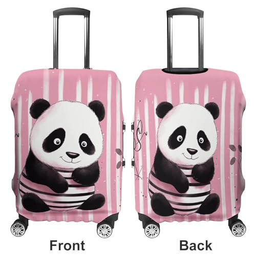 Travel Luggage Cover Suitcase Protector Striped Panda Elastic Washable Stretch Suitcase Protector Anti-Scratch Travel Suitcase Cover Fit 18-32 Inch Luggage3