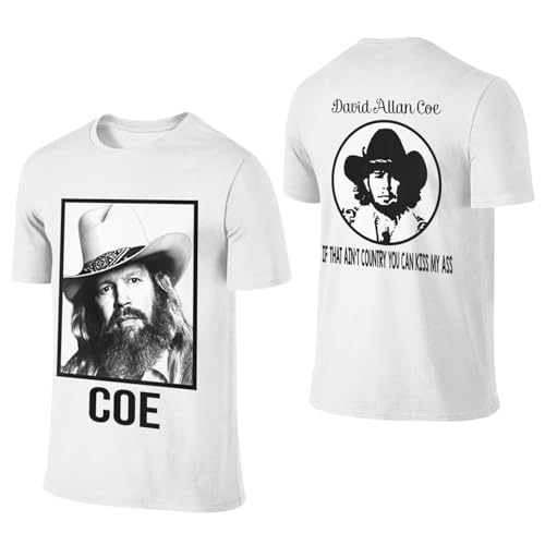 KYUHTG David Allan Music Coe Men's Casual Double Sided Design Short Sleeve Crewneck Cotton T-Shirt Athletic Tee Top White 3X-Large