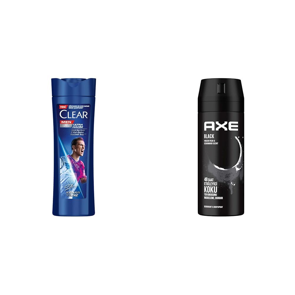 Clear Men Kepeğe Karşı Etkili Şampuan Kenan Yıldız 350 ml + Axe Erkek Deodorant Sprey Black 150 ml