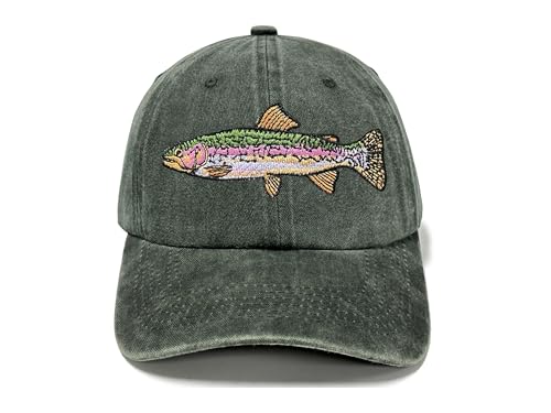 Image of Fishing Baseball Cap for Men Women, Adjustable Embroidered Fish Hat | Fishing Gear, Outdoor Adventure Design, Precision Embroidery Craft, One Size Adjustable Fit