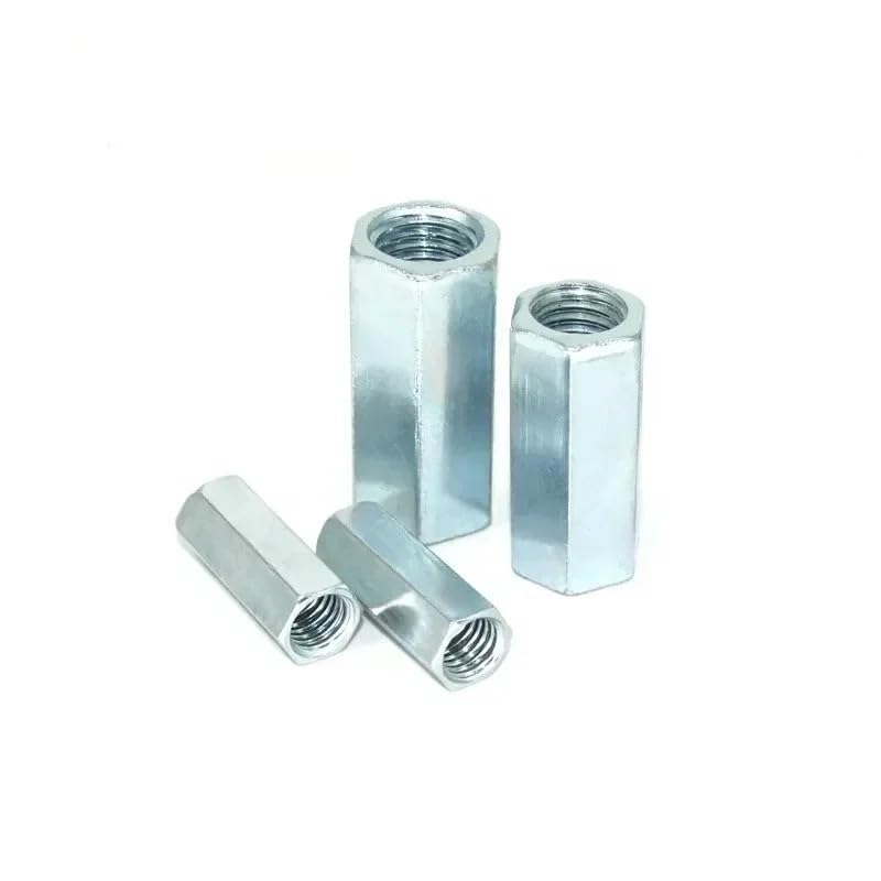 Round Coupling Nuts, Pack of 40 M5 M6 M8 Hex Coupling Nuts Carbon Steel Galvanized Length 10-30mm(M8x12x20)