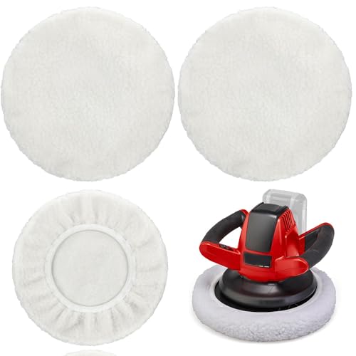 Quesuc 2Er Set Lammwoll-Polierhauben Für Einhell Akku-Autopoliermaschinen Ce-Cb 18/254 Li, Cc-Po 90