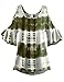 Luna Flower Women's Pleated End Vertical Stripe Cold Shoulder Tunic Tops