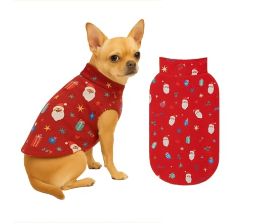 Image of The Pets Company Dog Winter Coat Jacket, Clothes, Windproof, Light Weight, Washable, Ultra Warm Thick Fleece Lined Dog Vest for Cold Weather Protection, (Christmas Cherry, X - Small - 12 Inch)