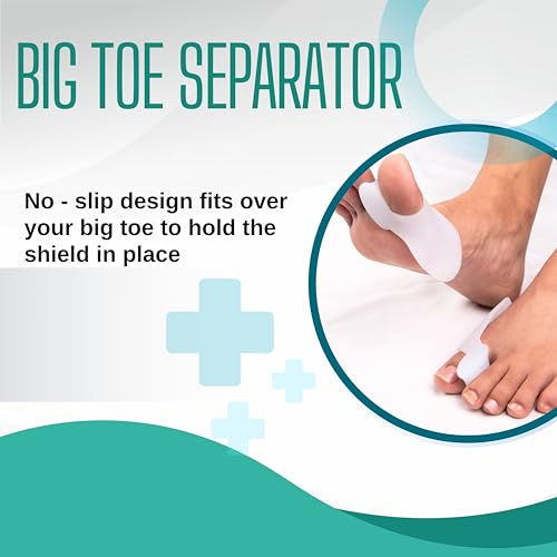 Image of Wonder Care Silicone Toe Separator For Feet Gel Pads Big Toe Corrector Bunion Straightener Yoga Stretcher Hammer Bunion White [Pair of 3-6 Pieces]