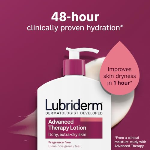 Lubriderm Advanced Therapy Body Lotion, Fragrance-Free Lotion for Extremely Dry Skin, Pro-Ceramide Hydration for Itchy, Dry, Sensitive Skin, Hand and Body Lotion, Non-Greasy, Hypoallergenic, 32 Fl Oz - Image 3