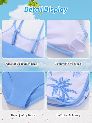 Image of Girl's 3 Piece Bikini Set Cross Strap Swimsuits for Girls Bathing Suit with Shorts Teen Swimwear Swimming Suit