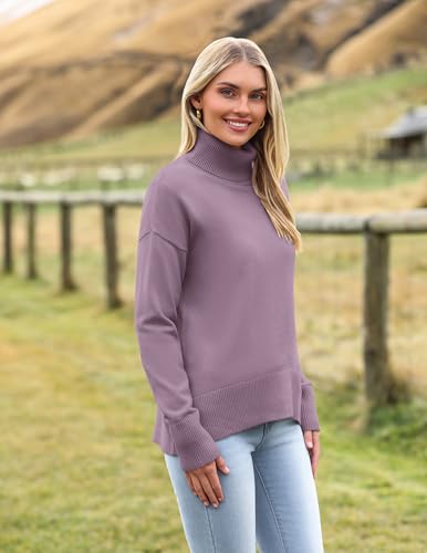 Image of Zeagoo Women's Turtleneck Sweater 2026 Fall Winter Chunky Knitted Pullover | High Low Hem Trendy Basic Jumper Top, Long Sleeve Casual Knit Pullover 2026, Fall Fashion Outfits, Winter Clothing for Women