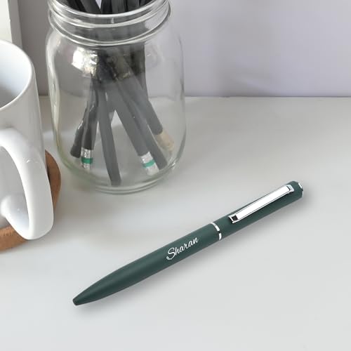 Image of YOUR GIFT STUDIO Personalized Pen with Name Engraved I Metal Classy Customized Roller Ball Pens I Comfortable to Hold & Write I Gift for Men & Women Birthday Corporate Gifting (Green)