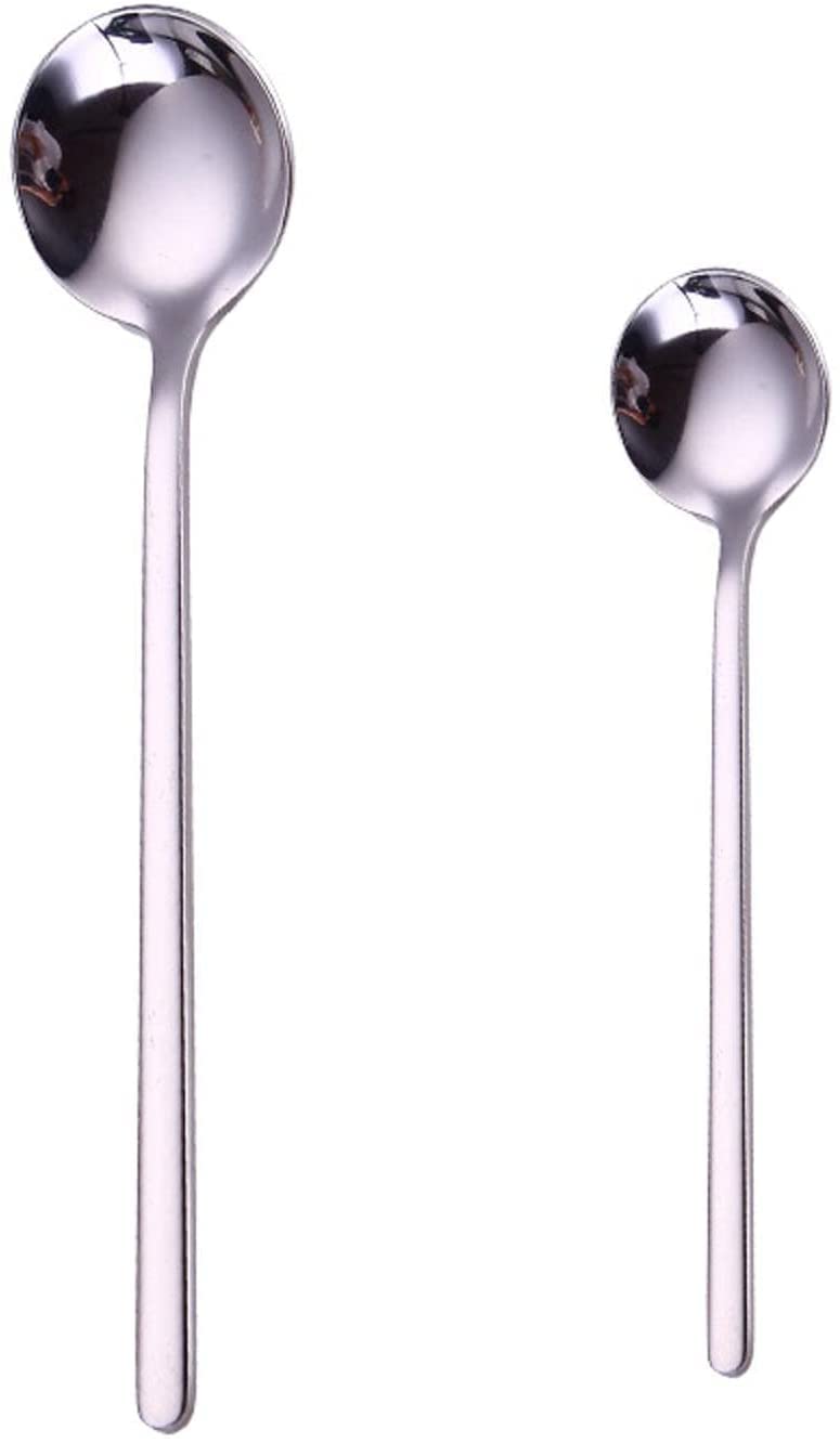 Löffel Restaurants Langer Griff Rührer Löffel Bunte Edelstahl Tee Kaffee Cocktail Mischlöffel Eislauflöffel, 12 Stück Esslöffel Hause(12pcs Rosegold Spoon,13cm)