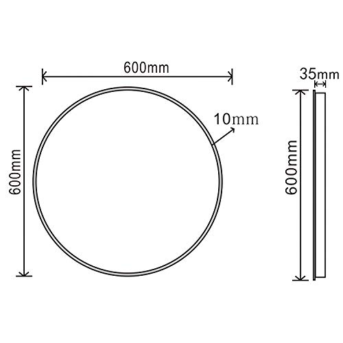 ELEGANT Modern Bathroom Mirror Round Illuminated LED Light Backlit Makeup Mirror with Sensor Touch control,Dustproof &Anti-fog,Warm White Light 600x600mm