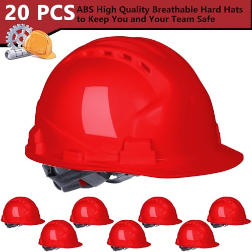 Image of Leumoi 20 Pack Hard Hat Bulk 4-Point ABS Safety Helmets Adjustable