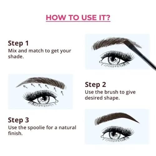 Matt Look Perfect Trio Shade Brow Powder, Eyebrow Drawing Palette with 1 Brush, Ultimate Brow Kit, Eyebrow Filler, Non-Transfer Smudge proof Eyebrow Palette(Dark Grey, Cloudy... - Image 5