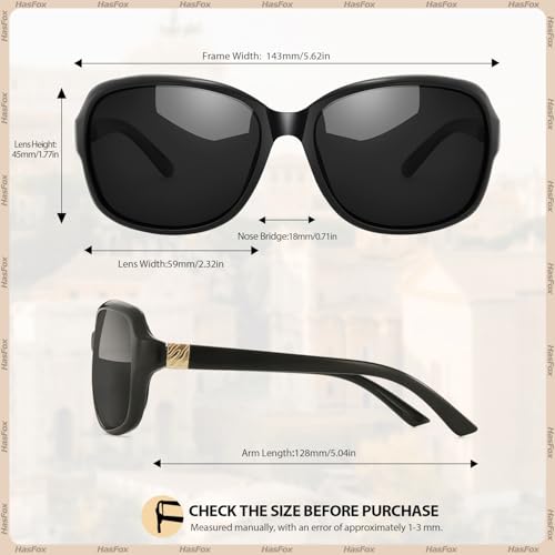 HASFOX® Small Wrap Sunglasses for Womens | Polarized & UV400 Protection | Lightweight Oval Jackie-O Style4