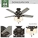 Hunter Fan Company, 52228, 44 inch Donegan Onyx Bengal Ceiling Fan with LED Light Kit and Pull Chain
