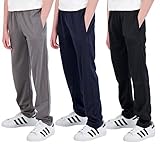 Real Essentials 3 Pack: Boys Active Tricot Sweatpants Track Pant Basketball Athletic Fashion Teen...