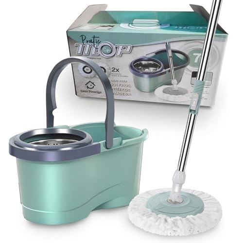 Casa Prestige Mop Balde Giratório Pró Verde com Centrífuga em Inox com 2 Refis Microfibra ...