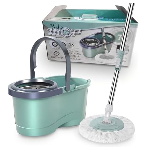 Balde Esfregão Mop Giratório Inox Com Refil Microfibra - Casa Prestige