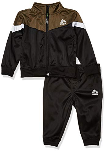 RBX Baby Boys Tricot Zip Jacket and Pant Set, Black Olive, 24M