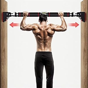 HAKENO Pull Up Bar No Screw Installation Doorway – Chin up Bar Width Adjustable with Locking Mechanism Door Frame…