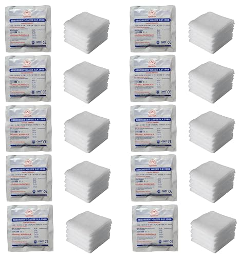 Image of Absorbent Gauze Swabs Sterile 10 cm X 10 cm X 12 ply (5Pcs /Pack)(Pack of 10 i.e. 50 Dressings)
