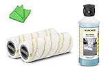 KÄRCHER original Walzen Bürsten gelb 2.055-006.0 & Universalreiniger 500 ml 6.295-944.0 Zubehör für FC 5 + Microfasertuch 40 x 40 cm SET Ersatzwalzen und Reinigungsmittel