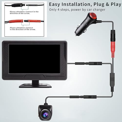 B-Qtech Vehicle Backup Camera and Monitor System Rear View Reverse Camera Waterproof Night Vision with Guide Lines and 4.3" LCD 1080P Display for Car SUV Van