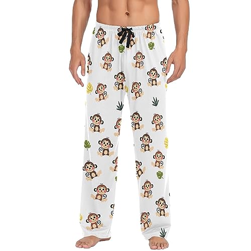 vvfelixl Men's Pajamas Pants Funny Monkey Men's Pajama Bottoms Lounge Pj Sleep Pants for Men With Drawstring Pockets M