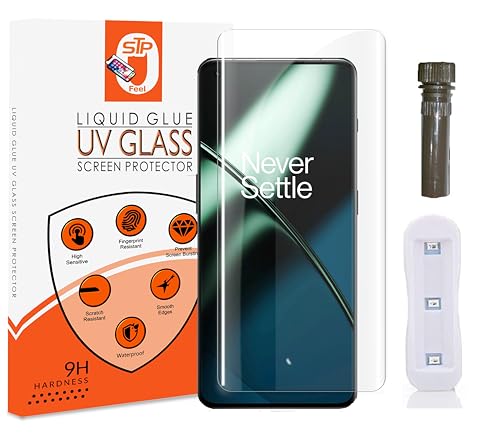 Image of (Pack of 1 Premium Curved UV Tempered Glass for Oneplus 11 (6.7 Inch) Advanced Border Less Full Screen Coverage Screen Protector Guard with Installation Kit