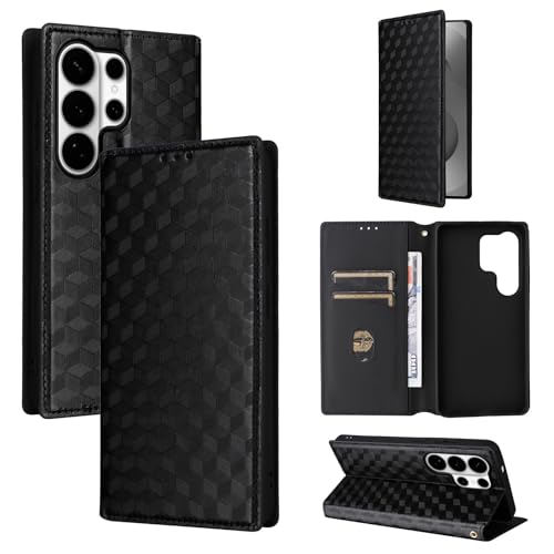 Étui Samsung Galaxy S26 Edge cuir noir housse protection rabat magnétique fibre de carbone