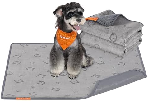 Feandrea Hundedecke, 2er Set, wasserdicht, auslaufsicher, 91 x 86 cm | Wiederverwendbare Hundematte, XL, rutschfest, saugfähig für Hunde, Katzen, Kaninchen, Grau, BASCO Kollektion