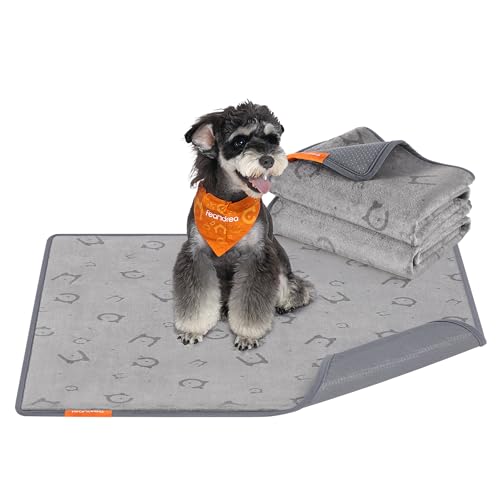 Feandrea Hundedecke, 2er Set, Wiederverwendbare Hundematte, 91 x 86 cm, M, wasserdicht, auslaufsicher, rutschfest, saugfähig für Hunde, Katzen, Kaninchen, Taubengrau PTD002G01