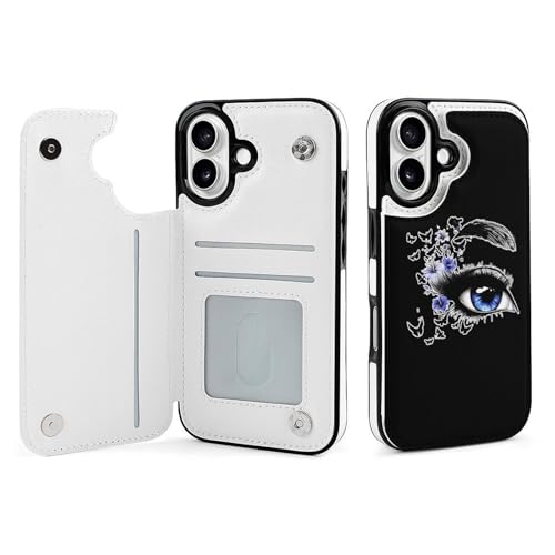 Custodia a portafoglio per cellulare con ciglia femminili compatibile con iPhone 16 custodia per telefono con porta carte