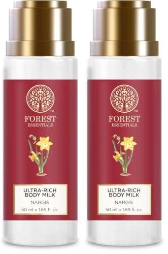Image of Forest Essentials Ultra-Rich Body Milk Nargis | Ayurvedic Nourishing Body Lotion to Replenish Skin Moisture and Leave it Smooth & Scented (Pack of 2)