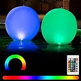 Luces flotantes para piscina de 16 colores: luces flotantes para piscina con 16 colores constantes y modo de cambio de color RGB (parpadeo y desvanecimiento). El mando a distancia incluido responde a tus necesidades.
